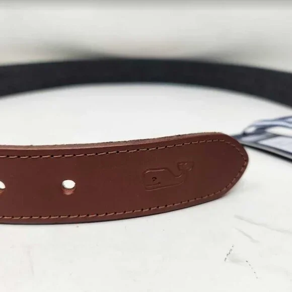 New men's Vineyard Vines Woody & Tree embroidered canvas club Christmas belt